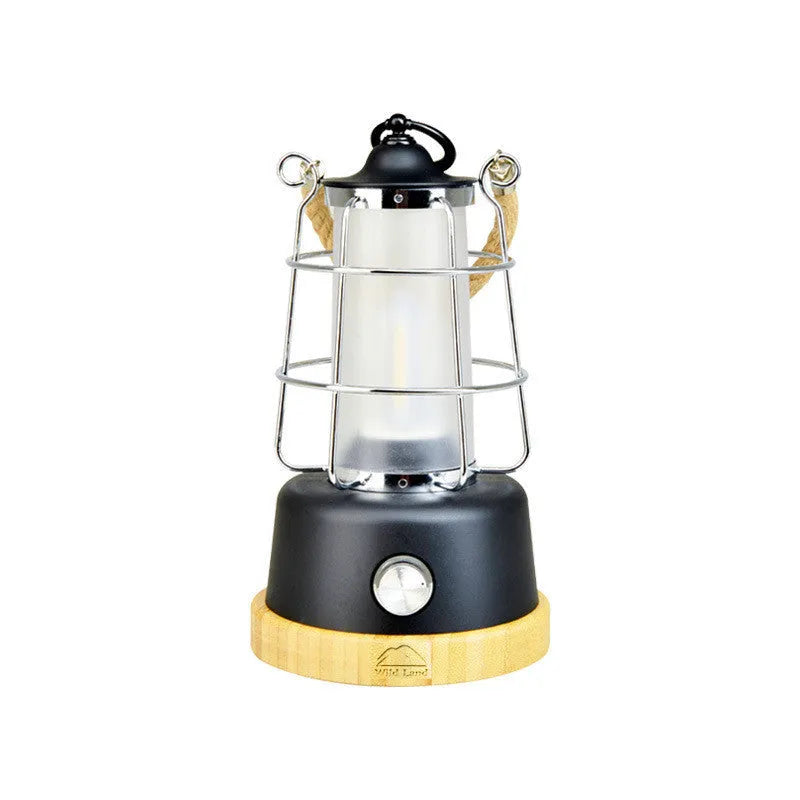 Retro horse lantern portable atmosphere light in black with LED rechargeable knob switch