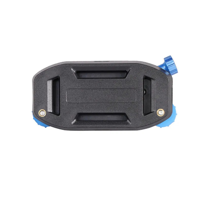 Blue and red plastic sports camera backpack clip with shoulder strap buckle for loads under 2 kg.