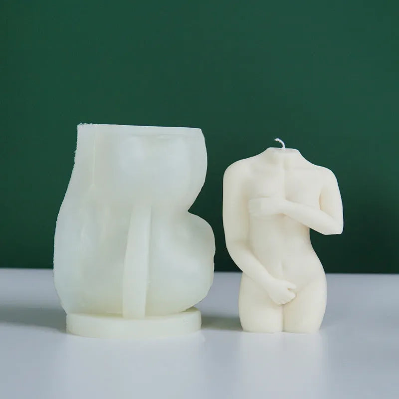 Silicone candle mould creating female figure candles in three shy body designs