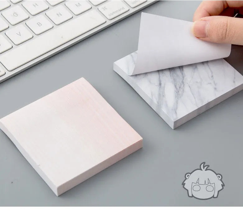 Lingyi cartoon sticky note paper in cement gray, marble, and texture red, large and small size options