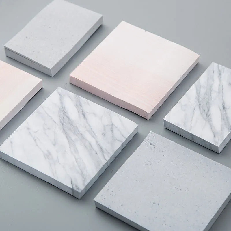 Lingyi cartoon sticky note paper in cement gray, marble, and texture red, large and small size options