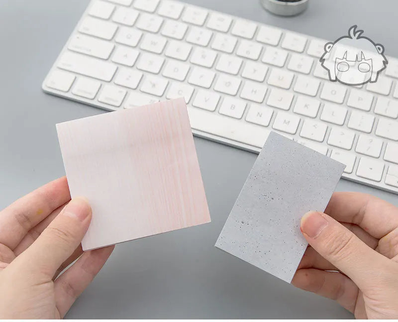 Lingyi cartoon sticky note paper in cement gray, marble, and texture red, large and small size options