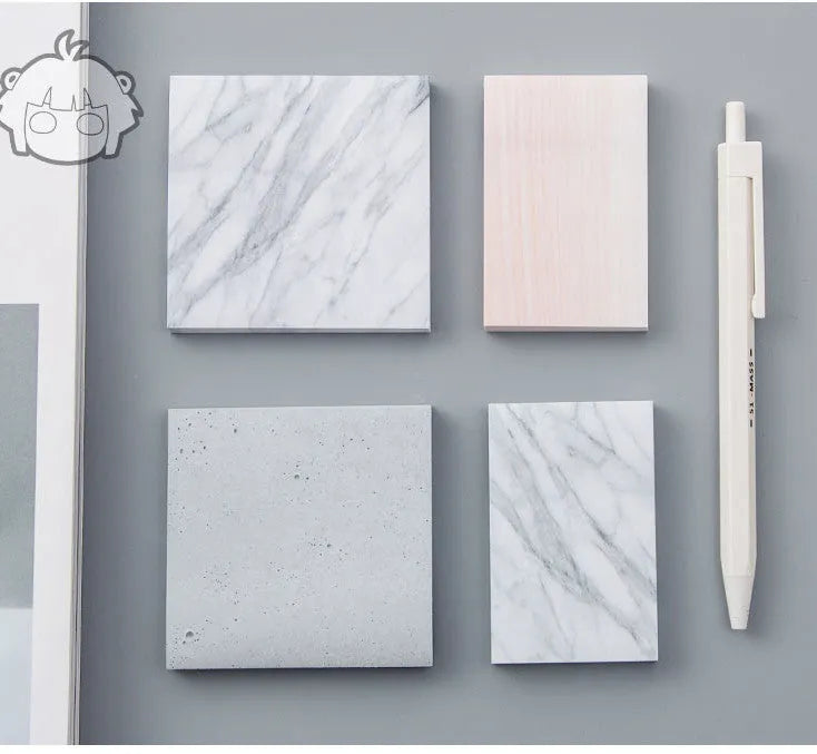 Lingyi cartoon sticky note paper in cement gray, marble, and texture red, large and small size options