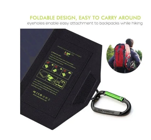 ALLPOWERS 21W portable solar charger dual USB black laminated panel