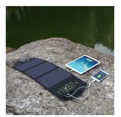 ALLPOWERS 21W portable solar charger dual USB black laminated panel