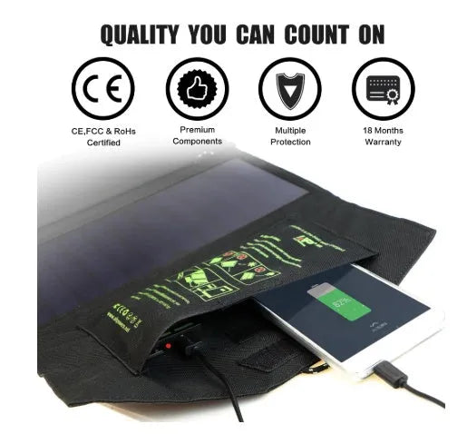 ALLPOWERS 21W portable solar charger dual USB black laminated panel