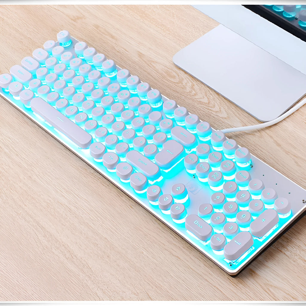 Viper wired gaming keyboard with 104 keys, USB, backlight, waterproof, retro punk design, in black colour