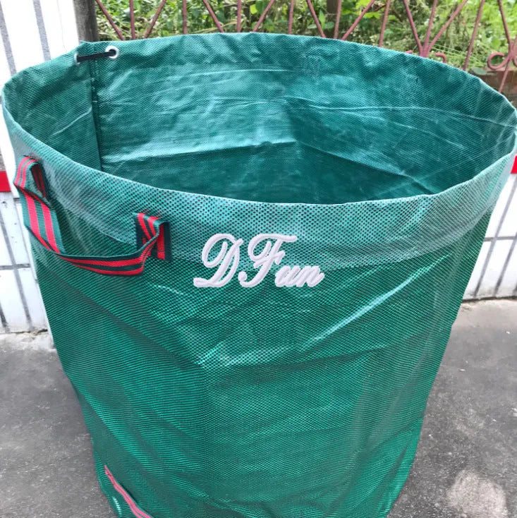 Green garden leaf bag made from PP plastic with multiple size options for garden waste collection