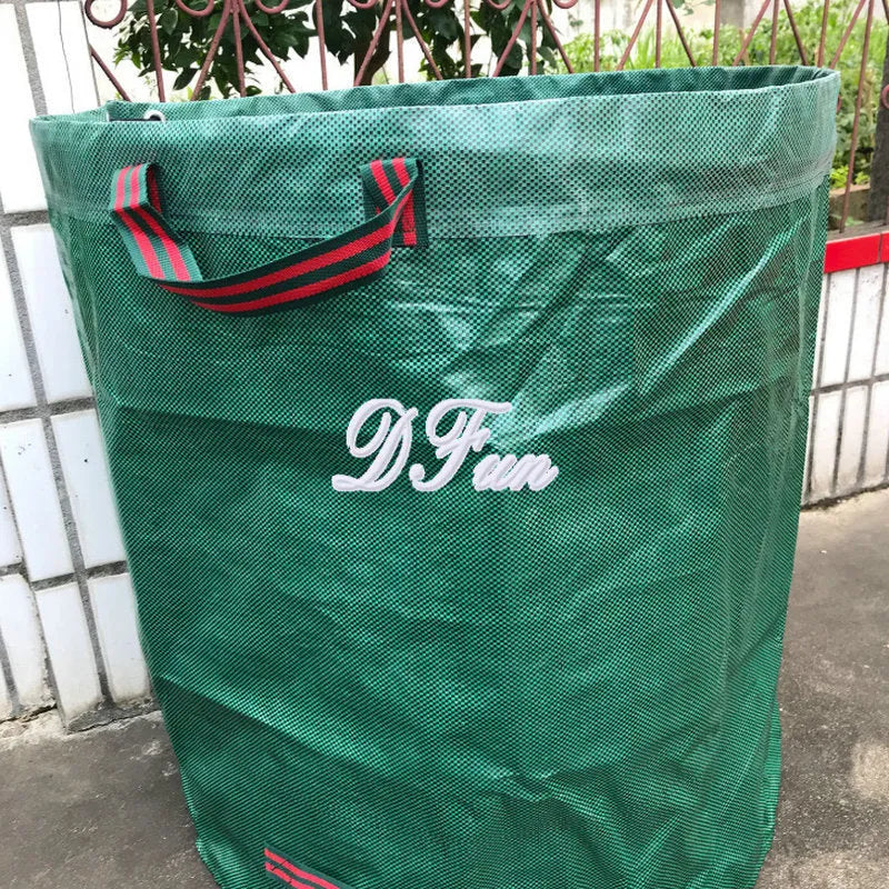 Green garden leaf bag made from PP plastic with multiple size options for garden waste collection