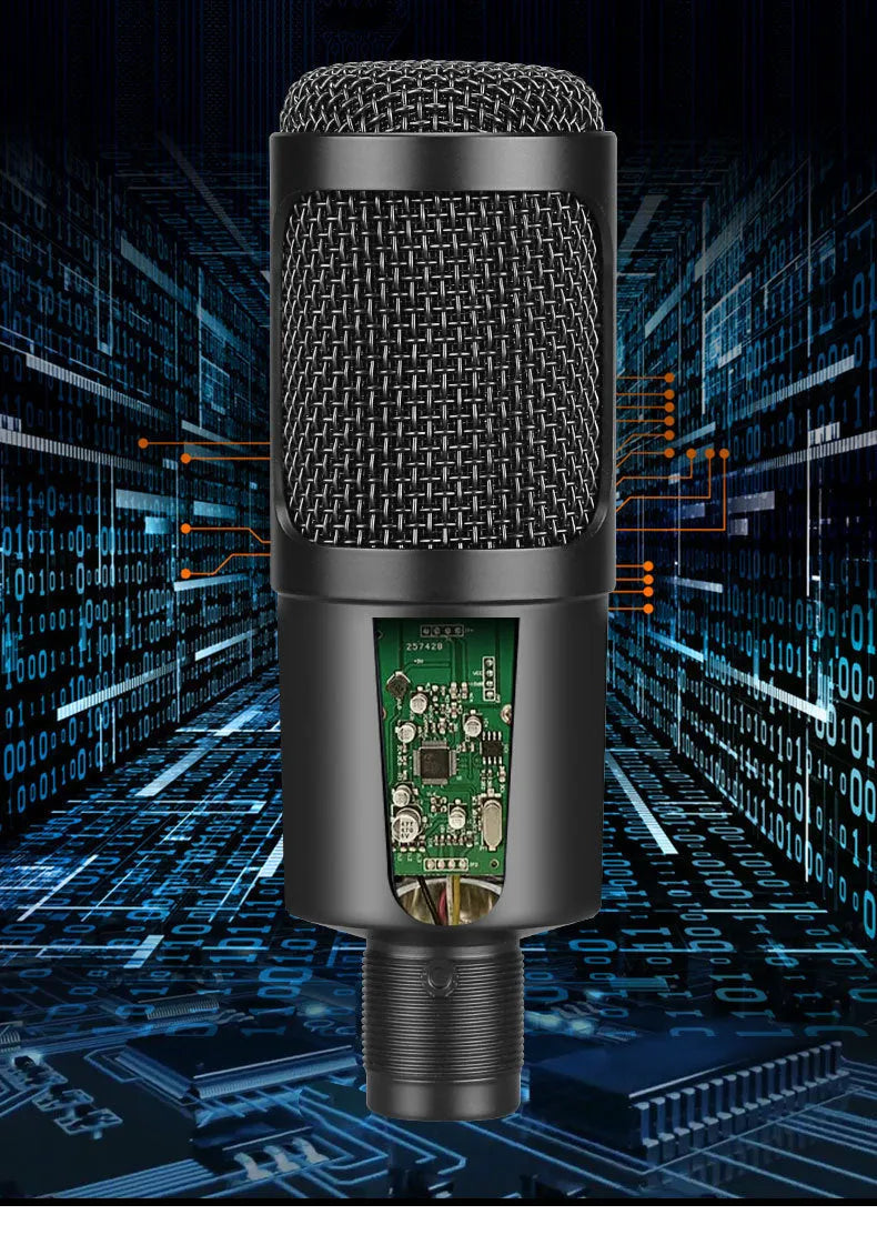 Black Zhongtong AK-6 wireless USB condenser microphone with bracket for home computer recording
