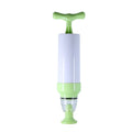 Manual vacuum compression storage bag with hand pump in green colour