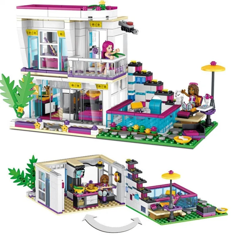 Big Star Liwei House building block set with 619 pieces, white ABS plastic, girl line, ages 6+, two figures