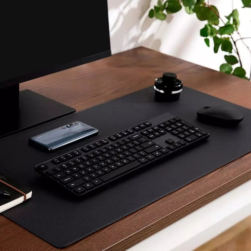Xiaomi 80x40cm waterproof gaming office mouse pad in black with storage bag on a desk