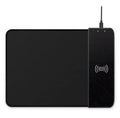 Wireless charging mouse pad with RGB lighting and cartoon design on black background