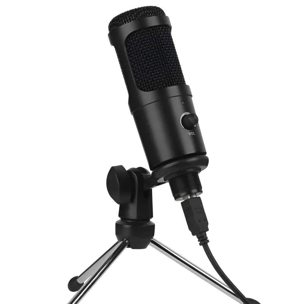 Wireless 7.1 channel condenser microphone in black with bracket for computer recording