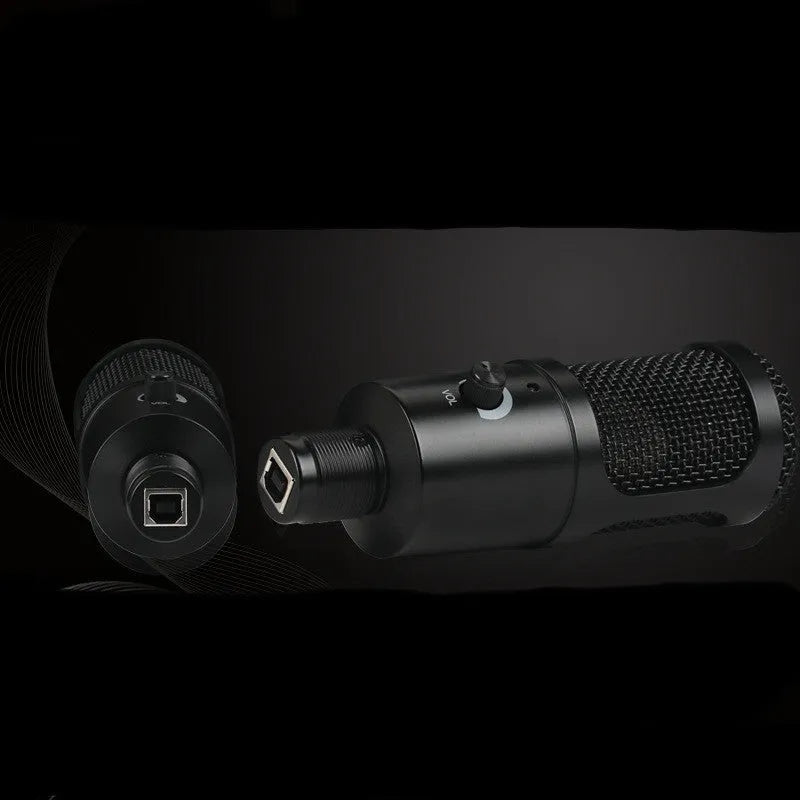 Wireless 7.1 channel condenser microphone in black with bracket for computer recording