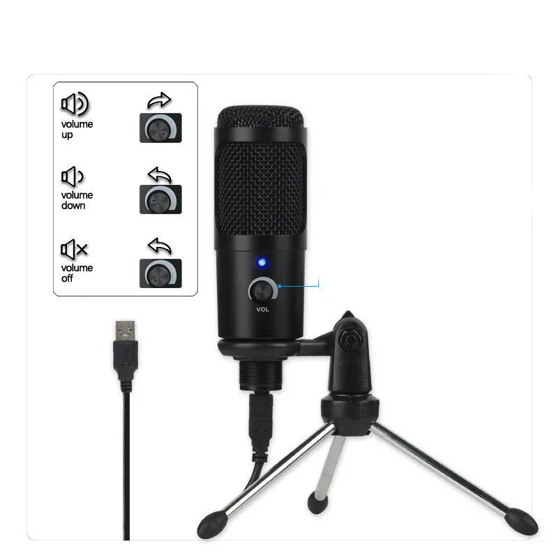 Wireless 7.1 channel condenser microphone in black with bracket for computer recording