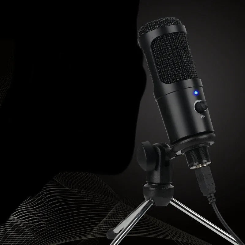 Wireless 7.1 channel condenser microphone in black with bracket for computer recording
