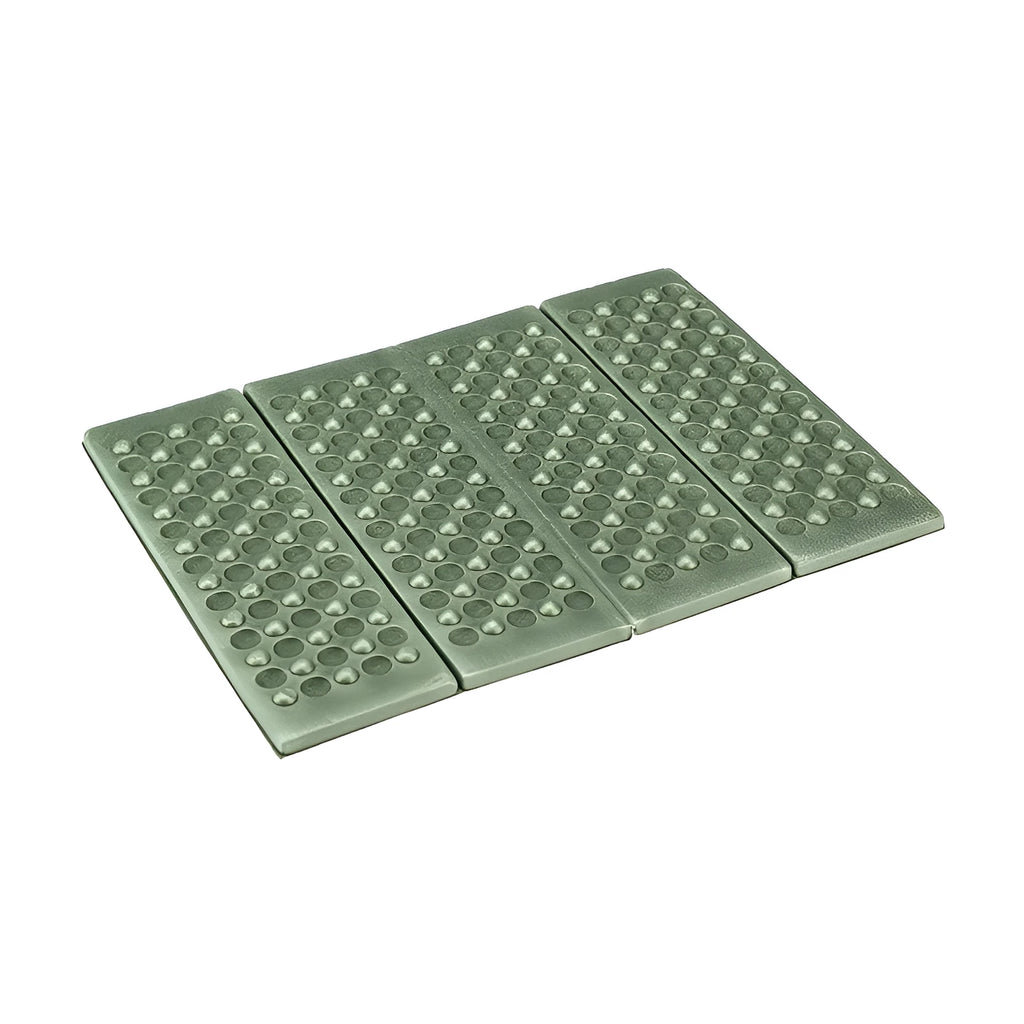 Folding moisture-proof outdoor camping mat in khaki, compact design for single person use