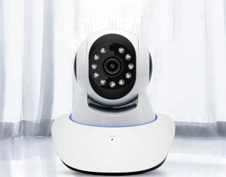 Wireless camera with 360 degree rotating head and night vision for home monitoring