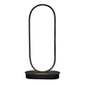 Oval metal LED table lamp 45cm tall with black metal shade on a table