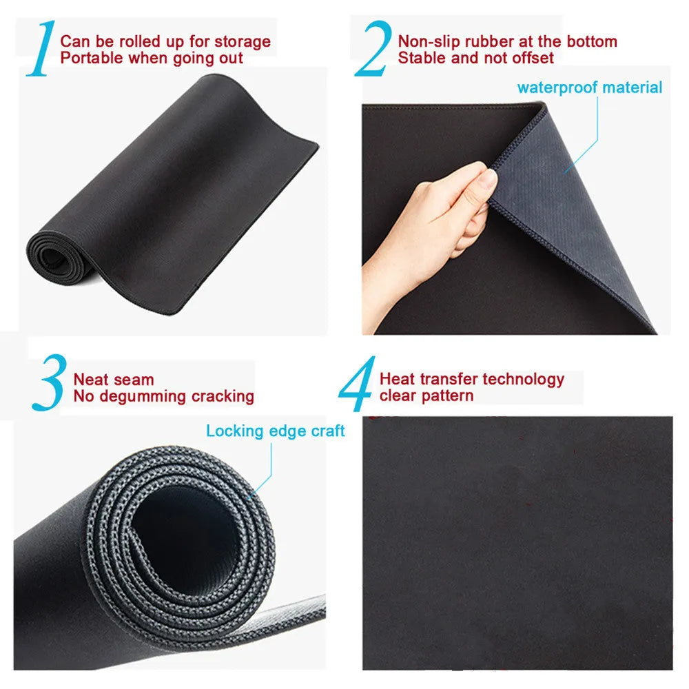 Sailor Moon non-slip desk mat with natural rubber base and fine cloth surface on desk with computer peripherals