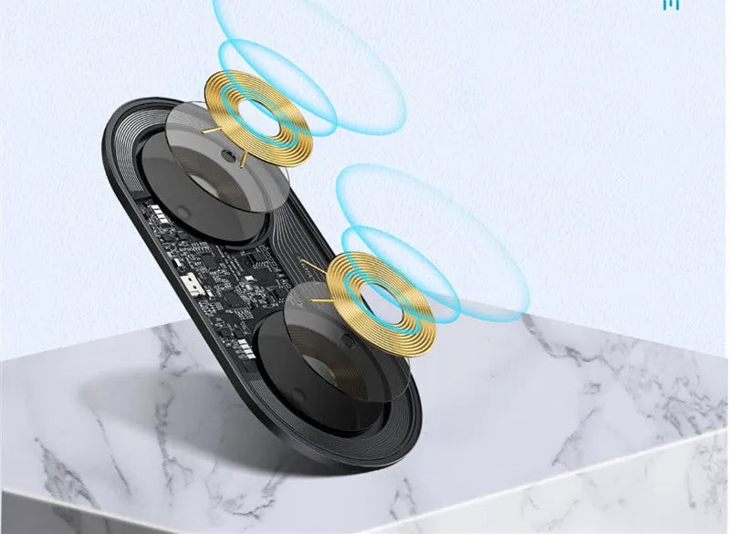 Baseus minimalist 2-in-1 wireless charger pro version in black, transparent, or white colours