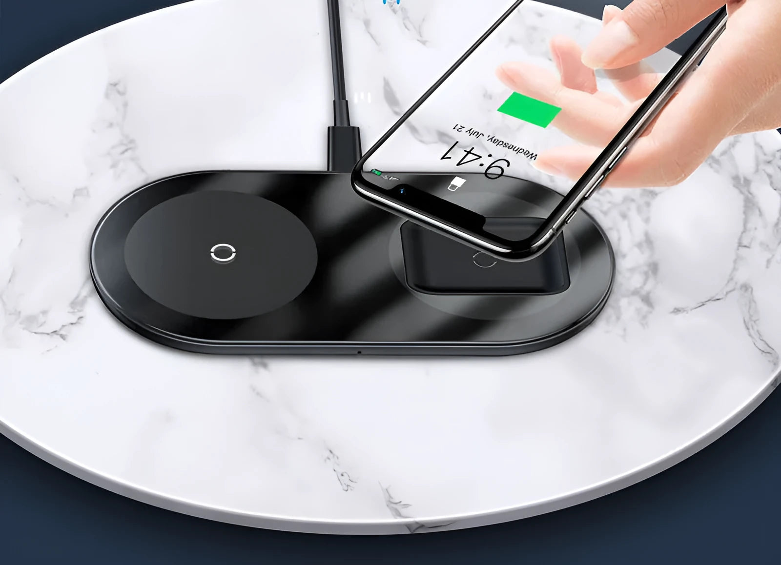 Baseus minimalist 2-in-1 wireless charger pro version in black, transparent, or white colours