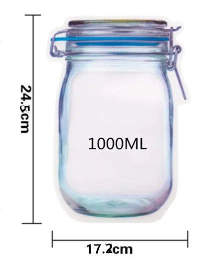 Reusable 1L PE plastic zipper snack storage bag for nuts and biscuits