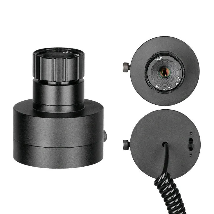 Black digital night vision goggles with a 5-inch LCD display and large objective lenses.