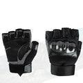 Tactical gloves in carbon fibre style showing full-finger and half-finger options with non-slip grip for outdoor use