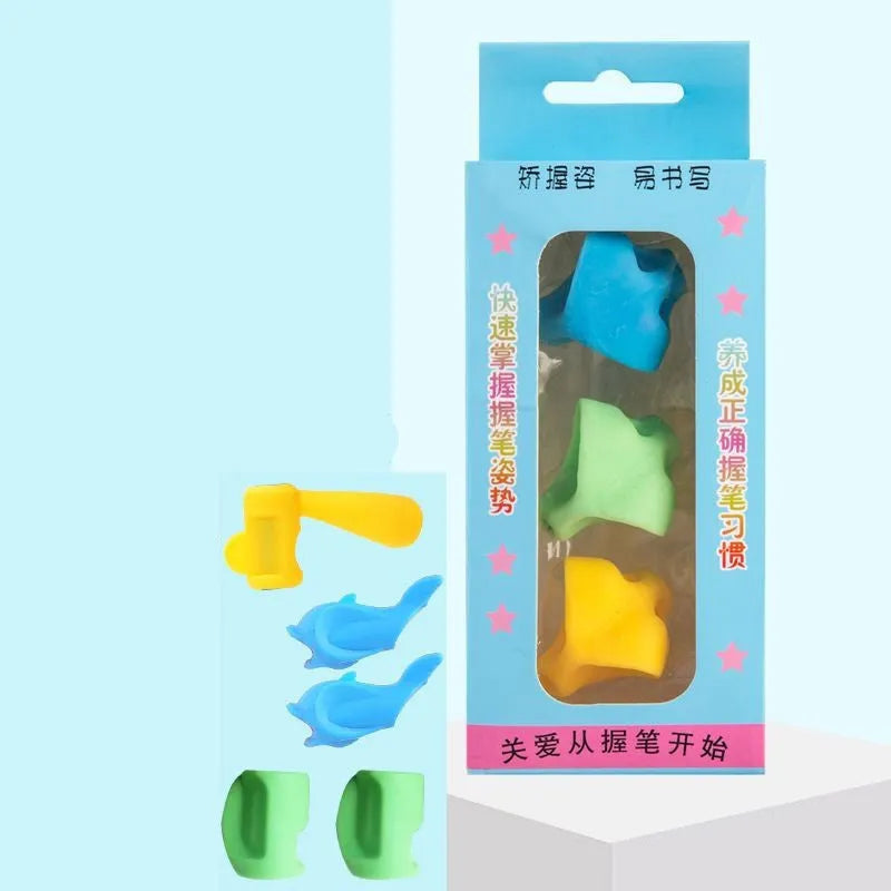 Children's writing orthosis pen holder for early writing development with structured finger guides