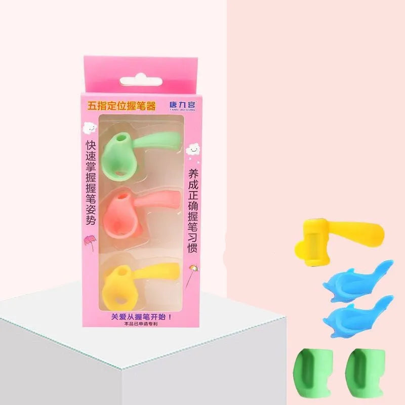 Children's writing orthosis pen holder for early writing development with structured finger guides