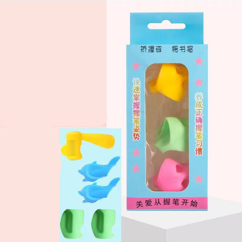 Children's writing orthosis pen holder for early writing development with structured finger guides