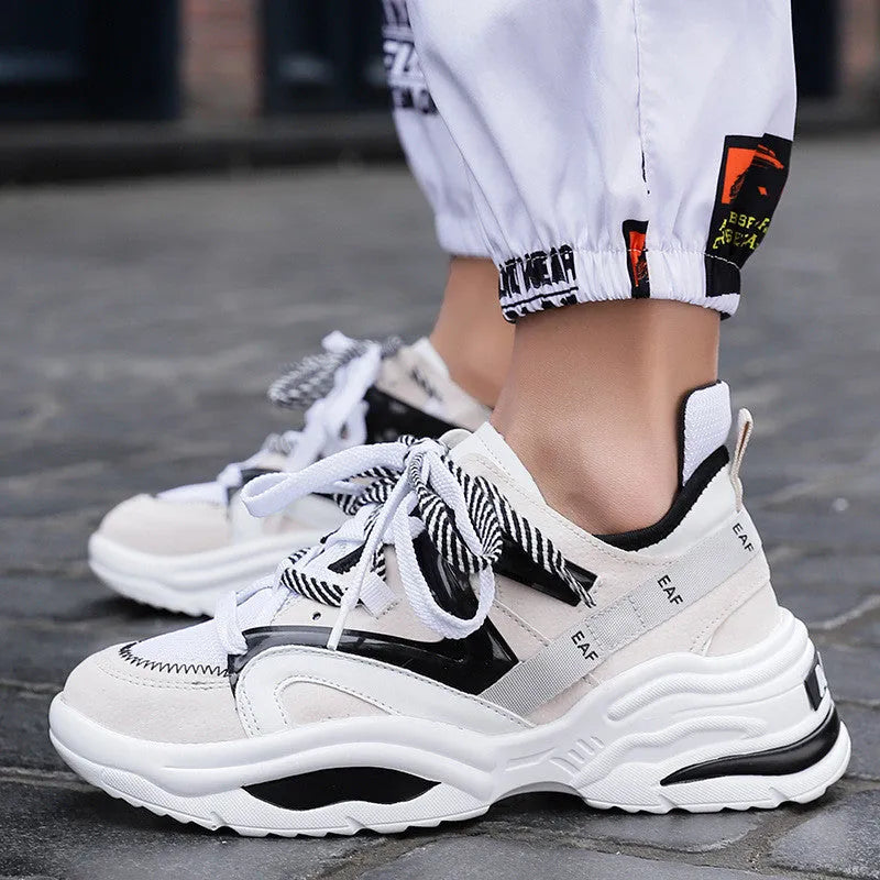 Breathable Korean style sports shoes for couples men and women flat heel round toe sizes 35-47