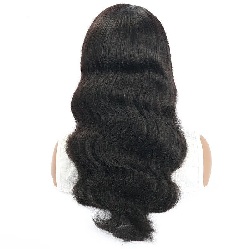 Body wave lace wig human hair 1B natural black 150% density full hand hook 8-26 inch long