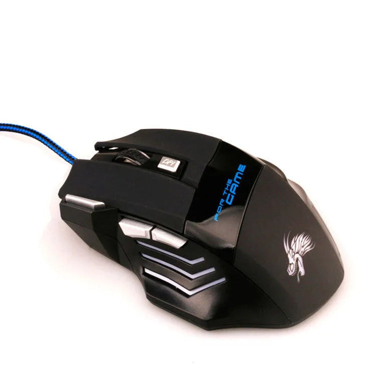 Betas 7-button colourful glowing wired USB gaming mouse on a desk