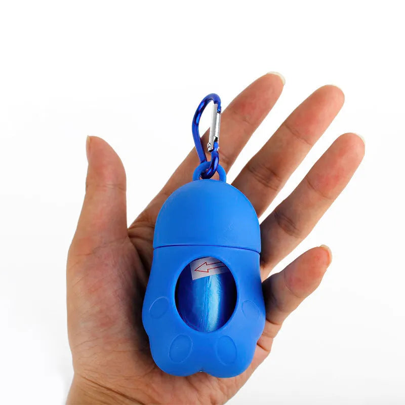 Portable penguin dog poo bag dispenser with storage box, polypropylene pet waste holder in black, blue, green, orange and pink