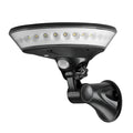 White 360-degree solar garden security light with motion sensor on a stake for outdoor installation.
