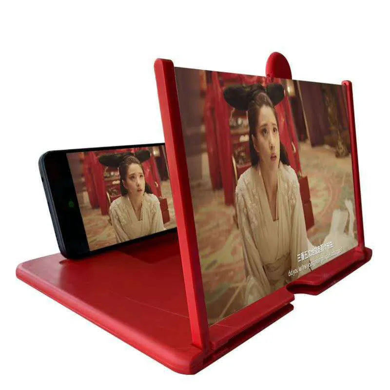 Acrylic lens phone amplifier with 3D HD screen, tempered glass back, black colour