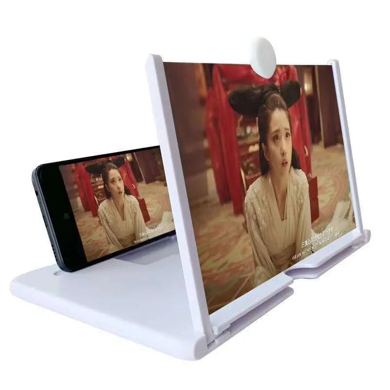 Acrylic lens phone amplifier with 3D HD screen, tempered glass back, black colour