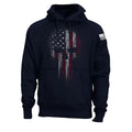 Men's black hooded sweatshirt with 3D print design, long sleeves, loose fit, and patch pocket