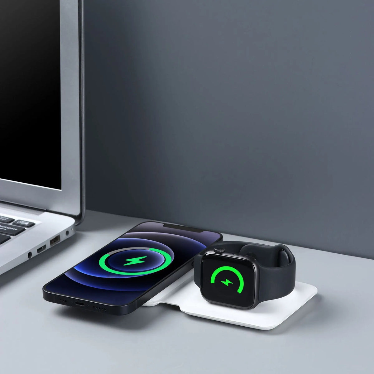 2 in 1 magnetic absorption wireless charging pad, 15W quick charging, Micro USB, Black or White