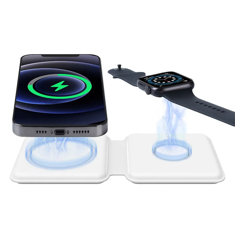 2 in 1 magnetic absorption wireless charging pad, 15W quick charging, Micro USB, Black or White