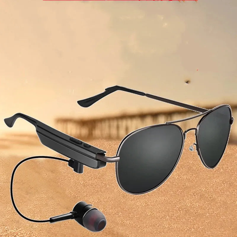 A8 black frame navigation Bluetooth glasses headset with stereo sound and 10-metre range