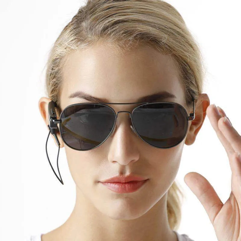 A8 black frame navigation Bluetooth glasses headset with stereo sound and 10-metre range