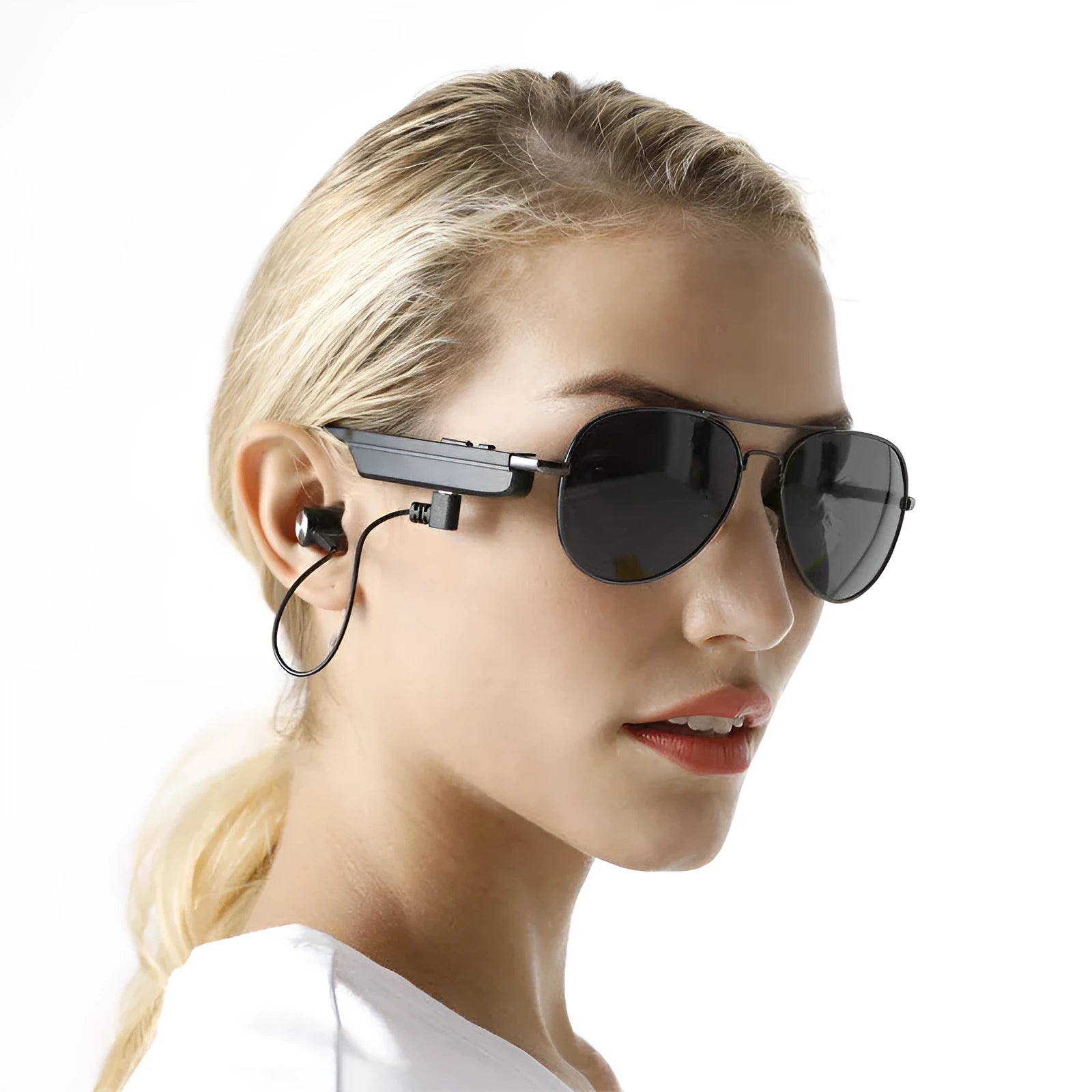 A8 black frame navigation Bluetooth glasses headset with stereo sound and 10-metre range