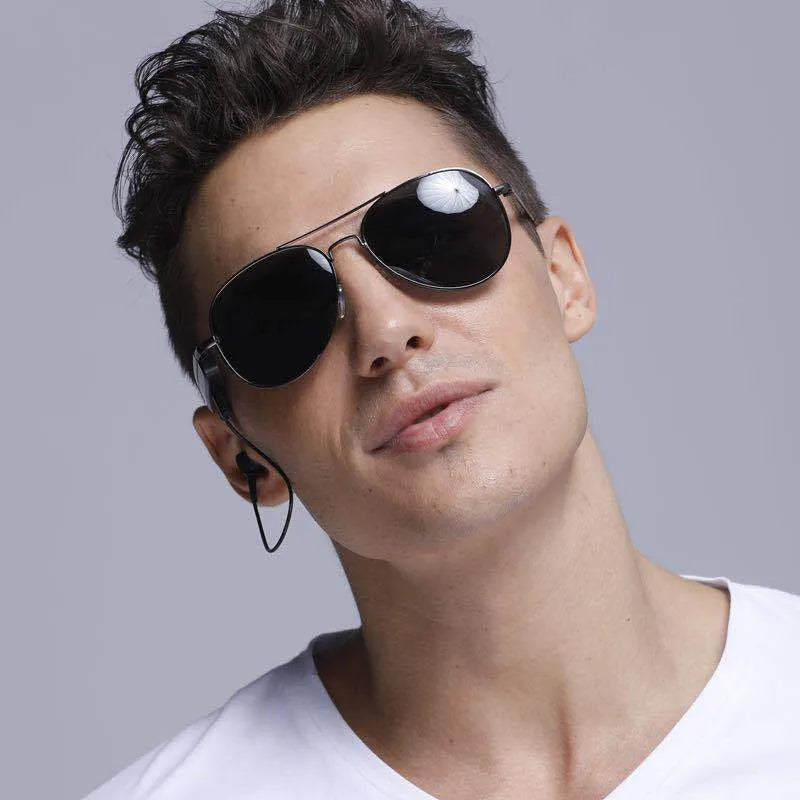 A8 black frame navigation Bluetooth glasses headset with stereo sound and 10-metre range
