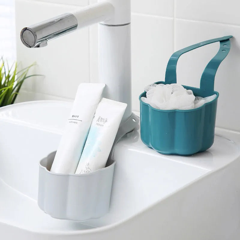 Nordic style plastic drain basket for kitchen sink in dark blue, grey, or pink colours