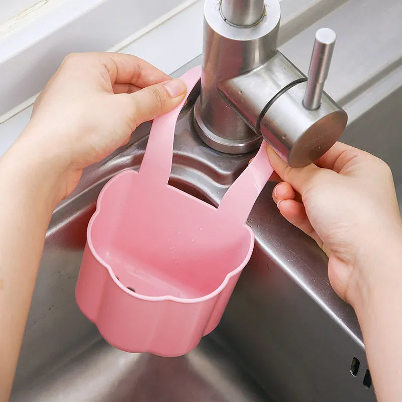 Nordic style plastic drain basket for kitchen sink in dark blue, grey, or pink colours